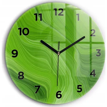 Hodiny Skleněné foto hodiny na zeď Moderní vlny černé ručičky kulatý průměr 60 cm