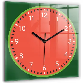 Hodiny Čtvercové skleněné nástěnné hodiny do kanceláře s grafikou Sladký meloun 60x60 cm