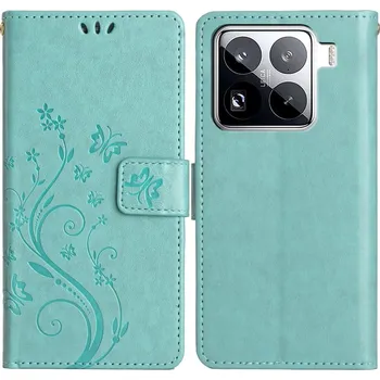 Pouzdro na mobilní telefon Flowers knížkové pouzdro na Xiaomi 15 Pro - modrozelené