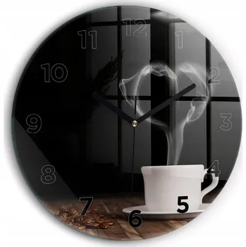 Hodiny Čtvercové Skleněné Hodiny Minimalistické Nástěnné Šálek horké kávy průměr 60 cm