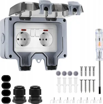 Elektrická zásuvka Hermetická prodlužovací zásuvková lišta AAMH223 šedá