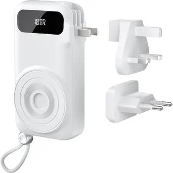 Powerbanka Vention 5-in-1 10000mAh Travel Power Bank 22.5W White LED Display Type FHXW0