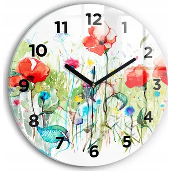 Hodiny Nástěnné hodiny kulatý dekorativní klasické kuchyňské Květiny na louce průměr 30 cm
