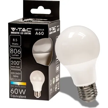 Žárovka LED žárovka E27 V-TAC 8,5W (60W) - denní bílá