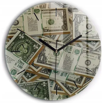 Hodiny Minimalistické Kulatý Skleněné Nástěnné Hodiny Americké dolary průměr 60 cm