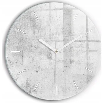 Hodiny Moderní skleněné foto hodiny na zeď s tichým mechanismem - Betonová zeď fi30 cm