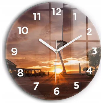 Hodiny Moderní skleněné nástěnné hodiny Barcelona Park Olimpijski kulatý průměr 30 cm