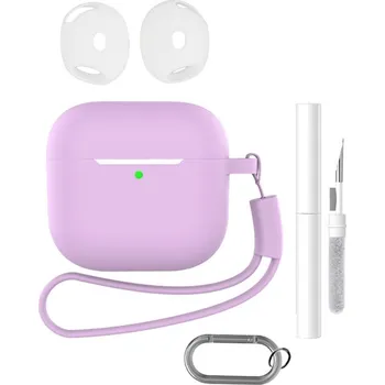 Příslušenství pro sluchátka Set silikonový obal na Apple AirPods 4 s čistící sadou - světlefialový