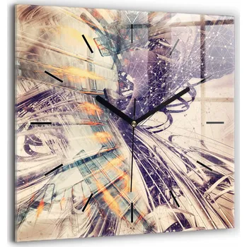 Hodiny Skleněné hodiny s tichým chodem, loft nástěnné abstraktní, 60x60 cm