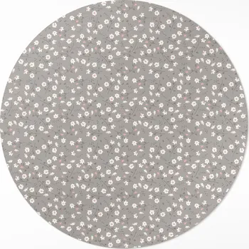 Koberec Kulatý Koberec z vinylového PVC fi 50 cm Polní louka květin s jemným boho vzorem