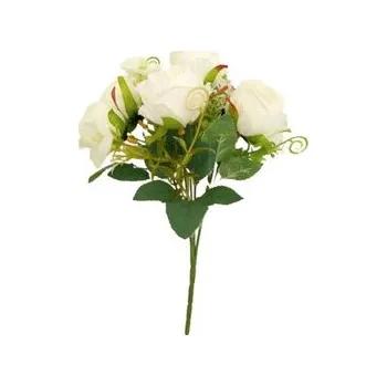 umělá květina Růže kytička x5, bílá JH007 bílá