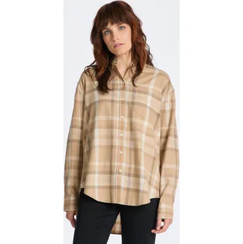 Dámská košile KOŠILE GANT RELAXED CHECKED FLANNEL BD SHIRT DARK KHAKI