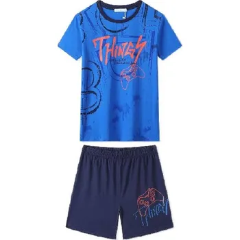 Chlapecké pyžamo CHLAPECKÉ BAVLNĚNÉ PYŽAMO S KRÁTKÝM RUKÁVEM NOVINKA Barva: Modrá, Velikost: 146