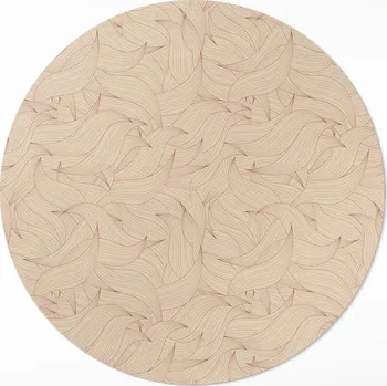 Koberec Vinylový Kulatý Koberec s potiskem 50 cm, lineární podzimní listy, boho styl