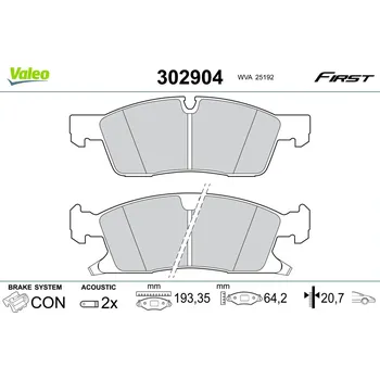 Brzdová destička Sada brzdových destiček, kotoučová brzda VALEO 302904