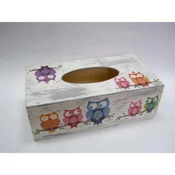 Krabice na papírové kapesníky - Sovičky v patině