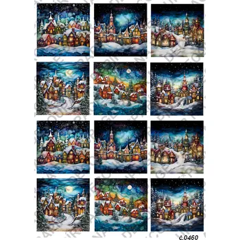 Umělecký papír Rýžový a soft papír na decoupage - Zimní krajinka - KB0460 Materiál: Soft, Rozměr: A4