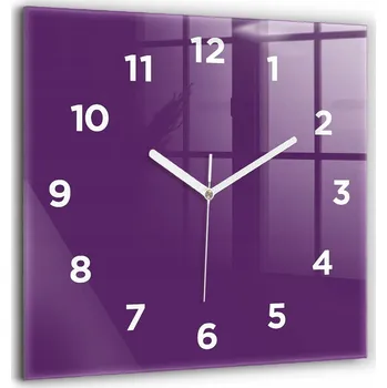 Hodiny Velké skleněné hodiny s potiskem Ozdobné nástěnné, barva Fialová 60x60