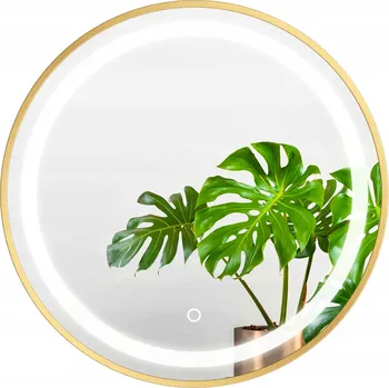 Zrcadlo Moderní Zrcadlo 70cm LED Zlatý Rám ALU Dotykový Spínač do Koupelny