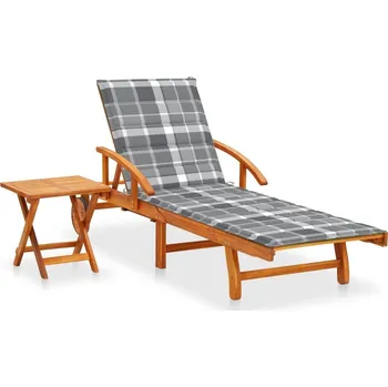 Zahradní lehátko OMAXI Zahradní lehátko se stolkem a poduškou masivní akáciové dřevo 240243