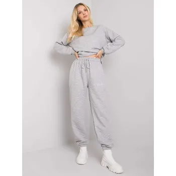 Světle šedé dámské prošívané tepláky s nápisem RV-DR-7445.03X-gray Velikost: S/M