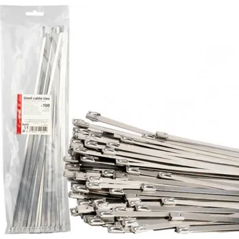 Stahovací páska AMiO Nerezové kovové příchytky 4,6x350mm 100 ks. AMIO-04324