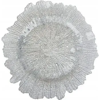 Talíř Prostírání pod talíř stříbrné list plastové blanche 32 cm, dekorace, glamour,