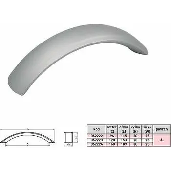 Nábytkové kování LENKA 128/148mm úchytka Al