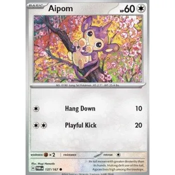 Sběratelská karetní hra Pokémon TWM 137/167 Aipom - Twilight Masquerade Stav: Near Mint, Verze: REVERSE HOLO