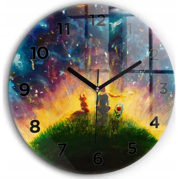Hodiny Moderní skleněné foto hodiny na zeď Abstrakce Malý princ průměr 60 cm