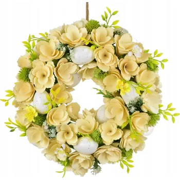 Obraz Dřevěná velikonoční závěska s květinami