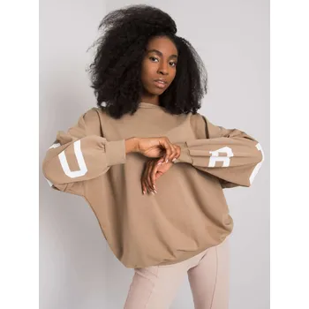 Dámská mikina Béžová volná mikina Brook s nápisy na rukávech a zádech EM-BL-710.14-beige Velikost: S/M
