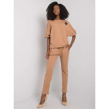 Světle hnědá dámská tepláková souprava RV-KMPL-7363.25P-camel Velikost: S/M