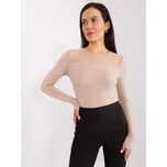 Béžová halenka s průsvitnou vsadkou RV-BZ-9201.78P-beige Velikost: S