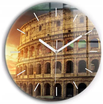 Hodiny Moderní skleněné nástěnné hodiny Římské Koloseum bílé ručičky průměr 60 cm