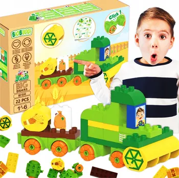 ostatní stavebnice EKOLOGICKÉ Stavebnice BiOBUDDi Kombajn Farma - sada kostek, traktor, obilí