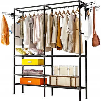 Věšák Stojanový věšák na oblečení RUHHY Kovový do předsíně Podlahový Velký XXL