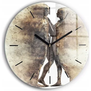Hodiny Kulatý Skleněné nástěnné hodiny s motivem Abstrakce lidé z písku průměr 60 cm