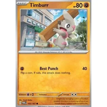 Sběratelská karetní hra Pokémon TWM 103/167 Timburr - Twilight Masquerade Stav: Near Mint, Verze: REVERSE HOLO