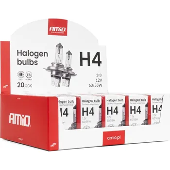 Autodoplněk Halogenová žárovka H4 12V 60/55W UV filtr (E8) sada 20ks AMiO-04401