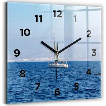 Hodiny Skleněné Hodiny s potiskem Tichý Mechanismus Loft Nástěnné Jachta na Tenerife