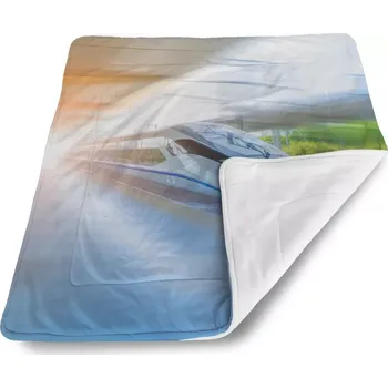 deka Sablio Dětská deka pro miminko Rychlovlak projíždějící nádražím - 80x100 cm