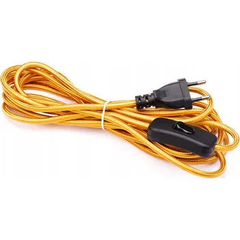 Napájecí kabel Kabel v opletu se zástrčkou 2m zlatý