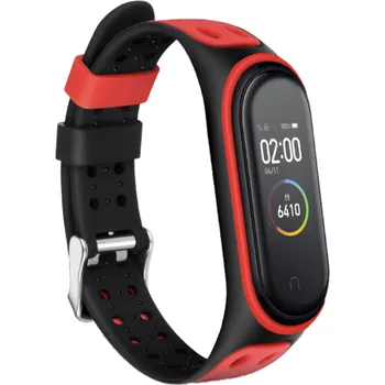 Příslušenství k fitness náramku Xiaomi Mi Band 5/6 náhradní náramek - Jemný silikon Barva: Černo červená MBSCZ-JS5CC