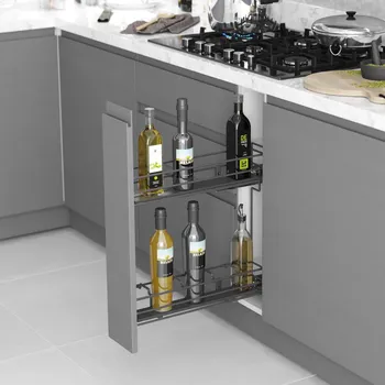 úložný prostor na hračky Starax Plnovýsuvný 2 koš STARAX- lahvovník antracit 300mm tlumením BLUM levý + plné DNO 203x475x495mm S-2493-A