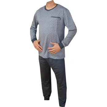 Pánské pyžamo xcena Pánské pyžama s náplety šedé Velikost: L