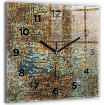 Hodiny Skleněné nástěnné hodiny do kanceláře S Potiskem Textura starého kovu 60x60 cm