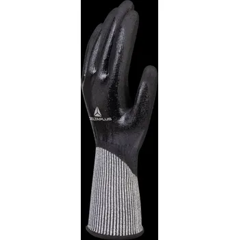 DELTA PLUS VENICUTD04 RUKAVICE ÚPLETOVÉ ZVLÁKNA DELTANOCUT® - POVRSTVENÁ DVOJITÝM NITRILEM - HUSTOTA ÚPLETU 13 Barva: Černá, Velikost: 10