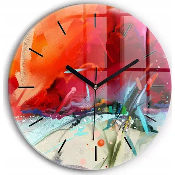 Hodiny Moderní skleněné nástěnné hodiny s potiskem Řady koření kulatý průměr 30 cm