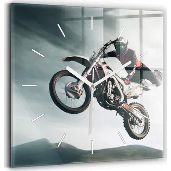 Hodiny Velké čtvercové nástěnné hodiny Motoristický styl Adrenalina 30x30 cm